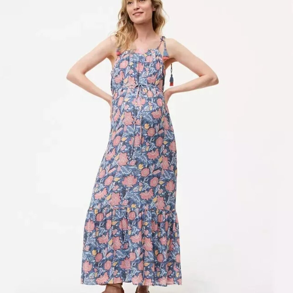LOFT MATERNITY MULTICOLOR WILDFLOWER COLLAGECORE BEACHY DRESS SIZE: M NWT